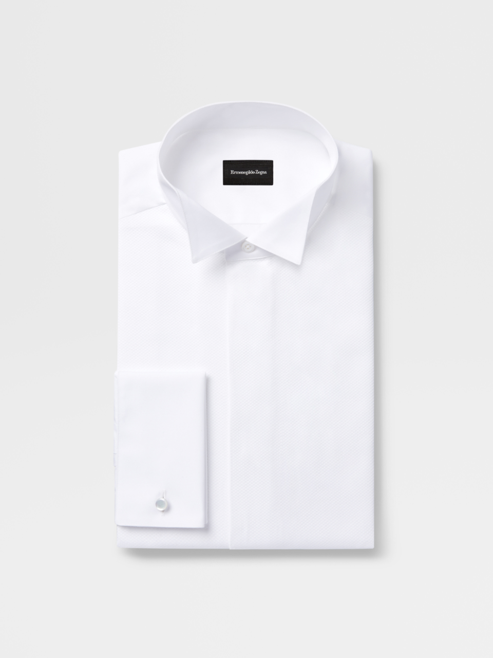 白色棉质礼服衬衫，Milano合身版型